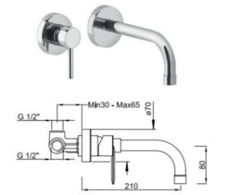 ECOSOLE CONCEALED BASIN MIXER WITH SPOUT