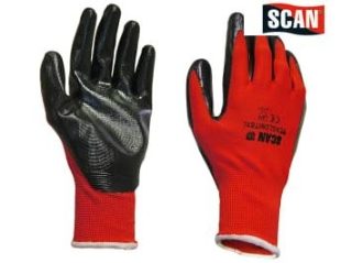 SCAN RED NITRILE PALM DIPPED GLOVES