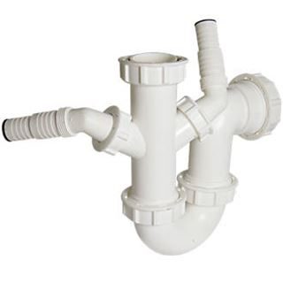 OMP 2126 WHITE 11/2" DOUBLE SINK TRAP