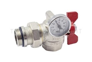 2120031 1" Chrome Angle Valve Red cw Thermometer